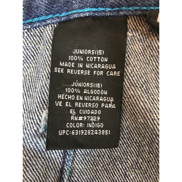 Vintage Y2K No Boundaries Button Fly Jeans w/ Bright Blue Trim Junior's‎ Size 15 - Picture 12 of 13